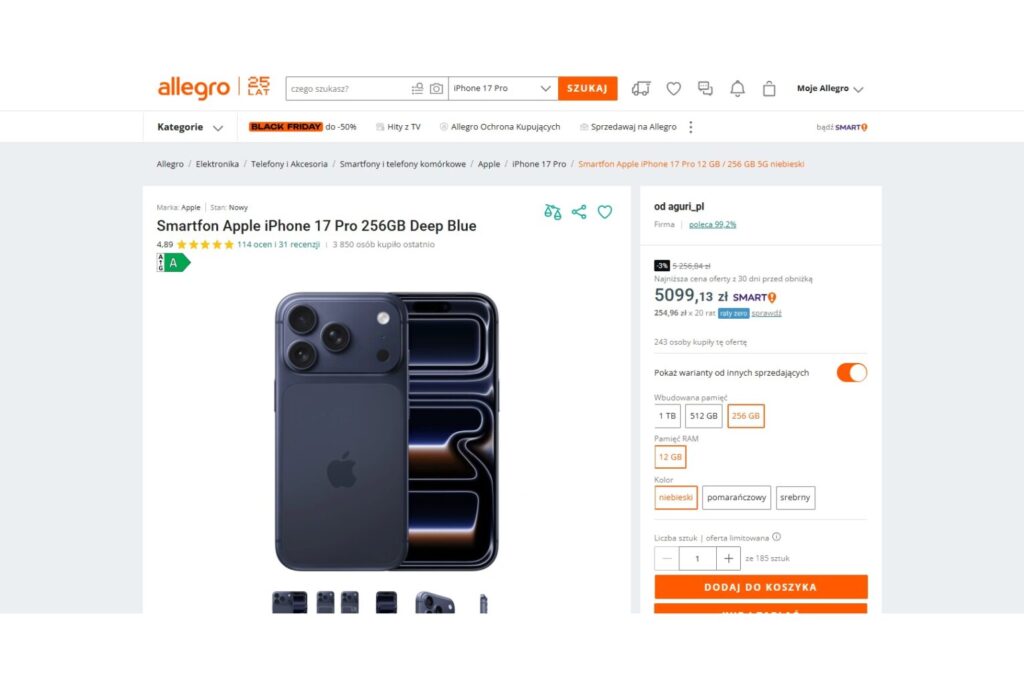 Apple iPhone 17 Pro w promocji na Allegro