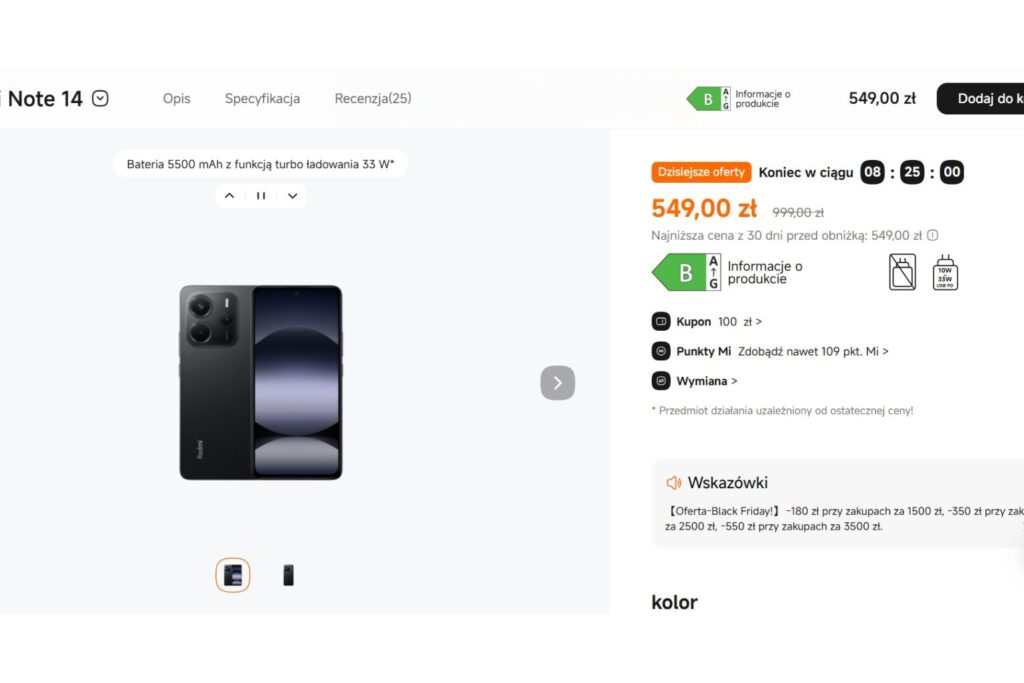 Telefon Redmi Note 14 w promocji mi.com