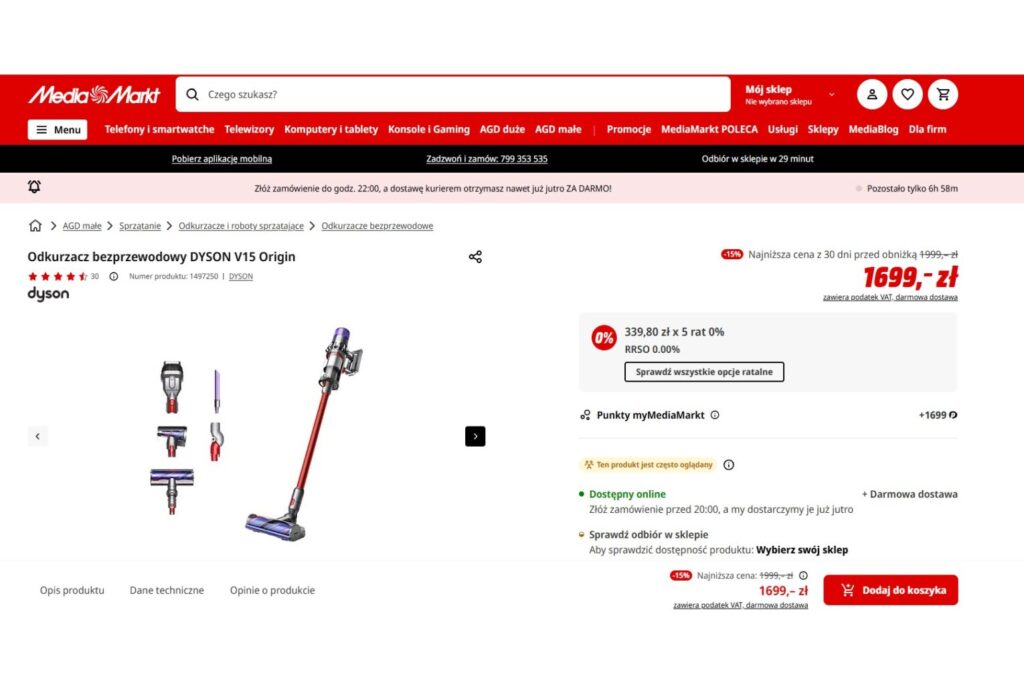 Odkurzacz bezprzewodowy DYSON V15 Origin