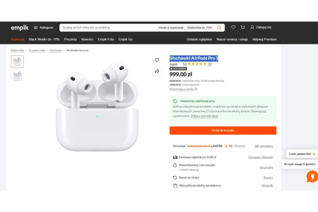 słuchawki Apple AirPods Pro 3