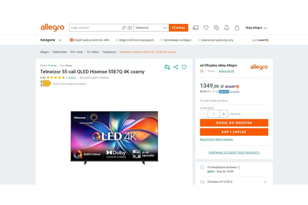 Telewizor 55 cali QLED Hisense