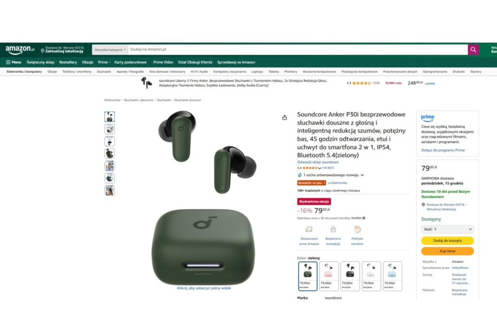 Słuchawki Soundcore P30i z ANC