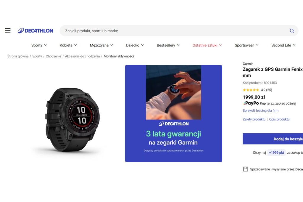Zegarek z GPS Garmin Fenix 7 Pro Solar 47 mm