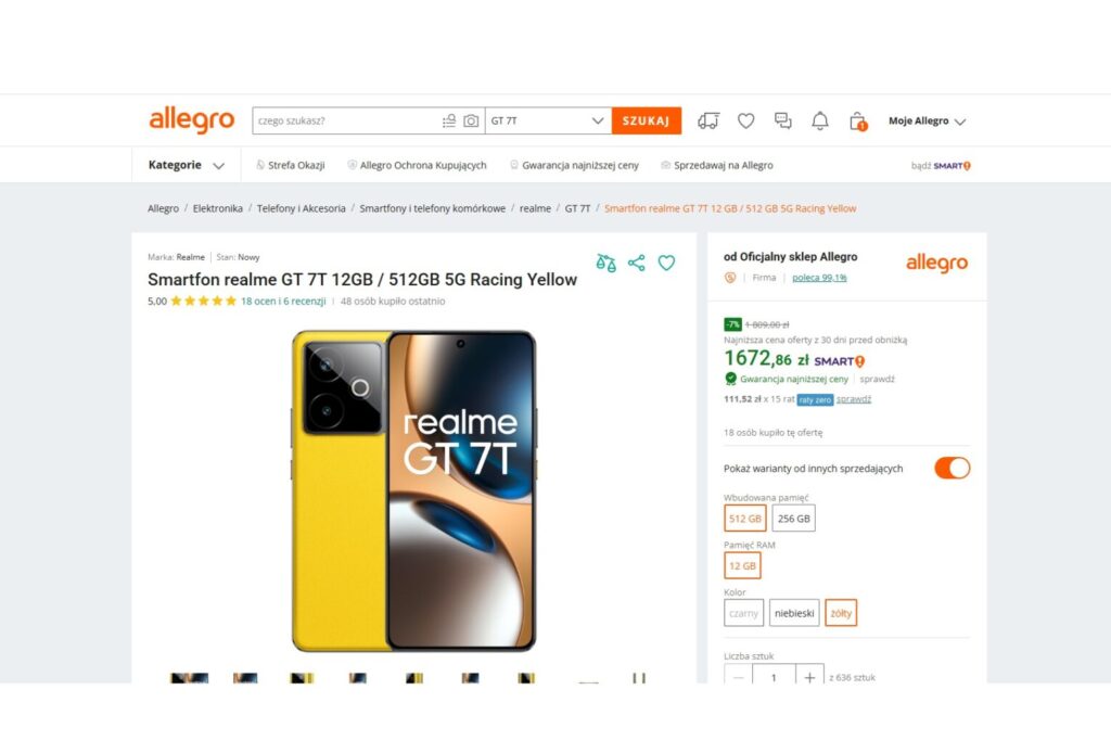 Smartfon realme GT 7T 12GB / 512GB