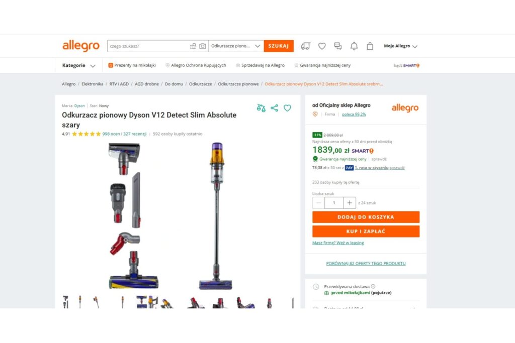 Odkurzacz Dyson z Allegro