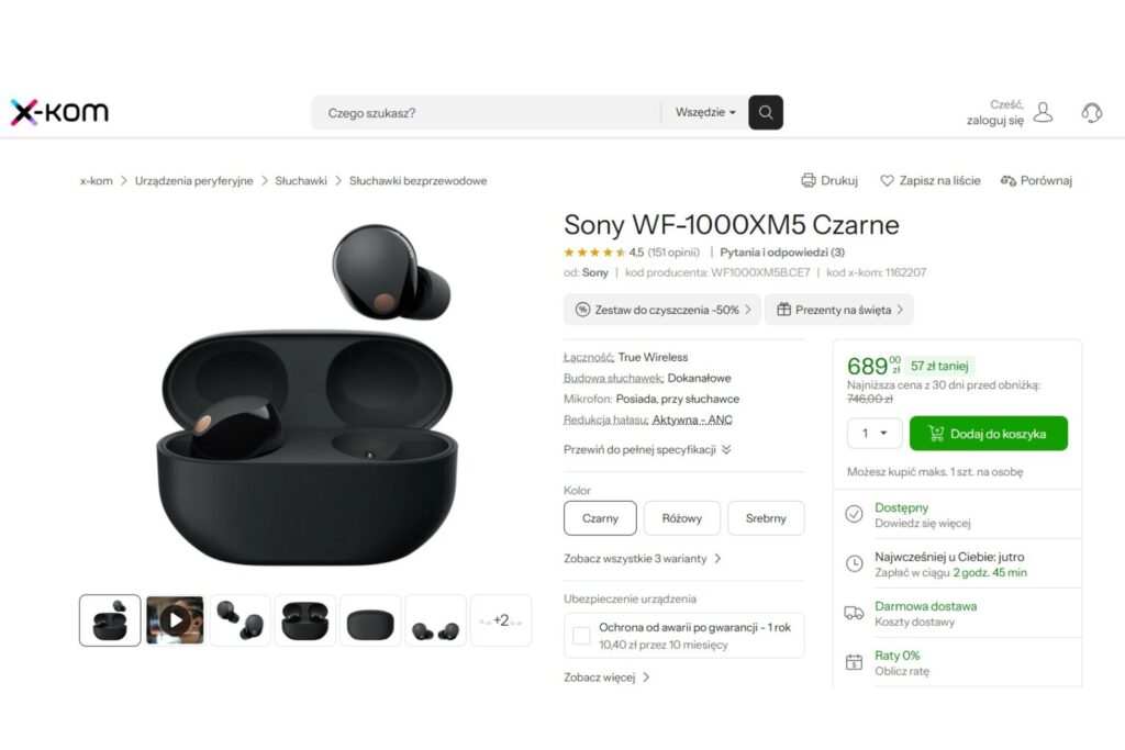 Słuchawki Sony WF-1000XM5