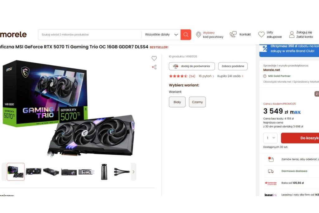 Karta graficzna MSI GeForce RTX 5070 Ti w promocji