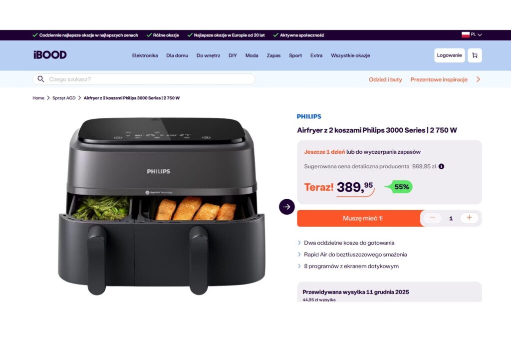 Airfryer z 2 koszami Philips 3000 Series