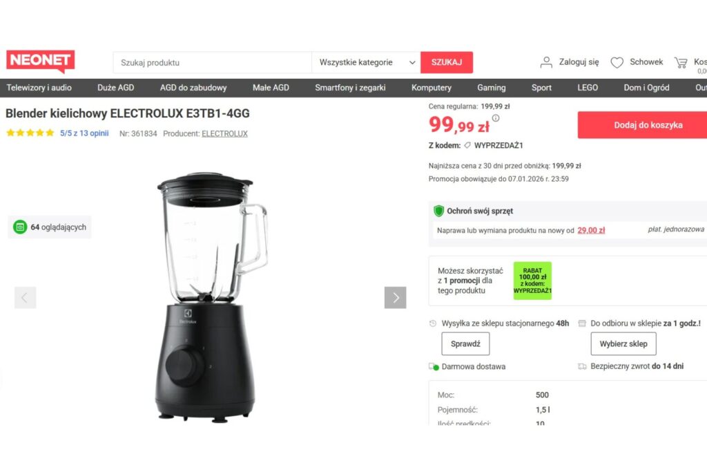 Blender kielichowy ELECTROLUX E3TB1-4GG