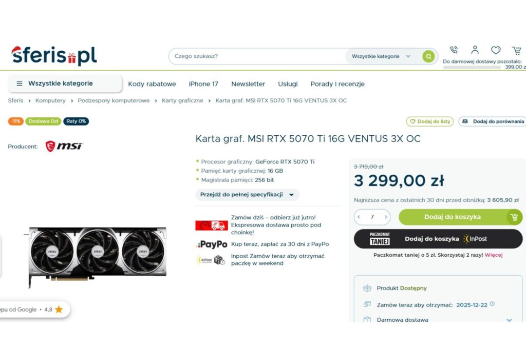 Karta graficzna MSI RTX 5070 Ti 16G VENTUS 3X OC