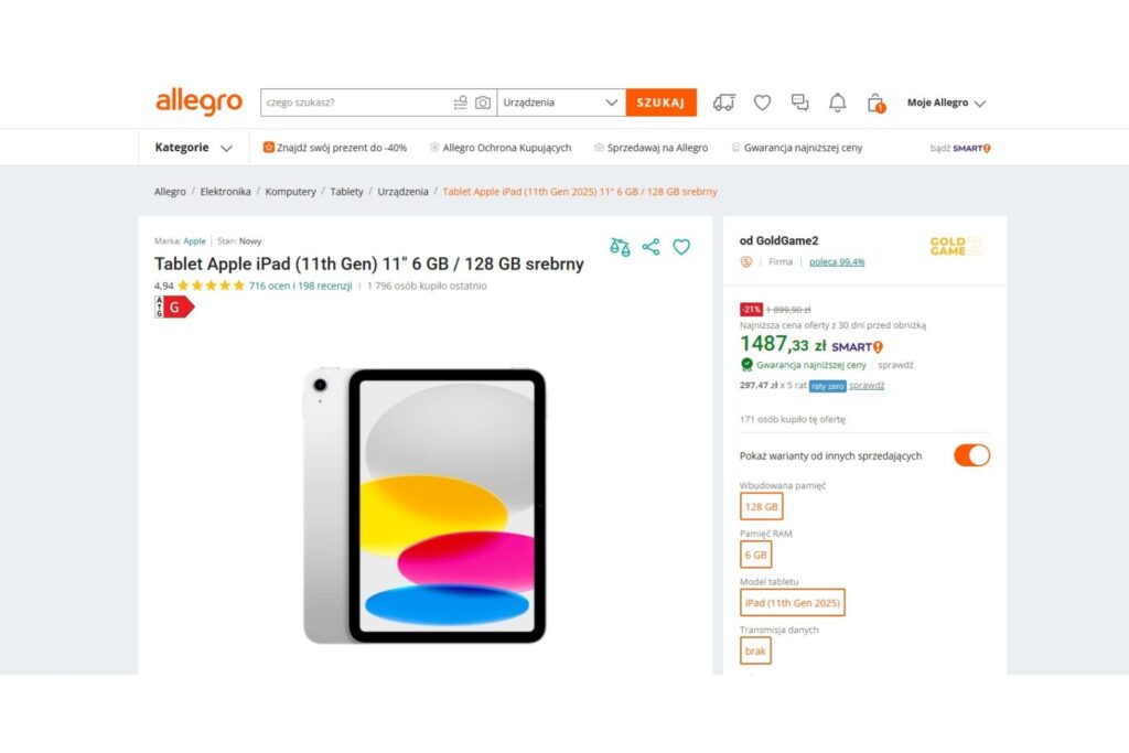 Tablet Apple iPad (11th Gen)