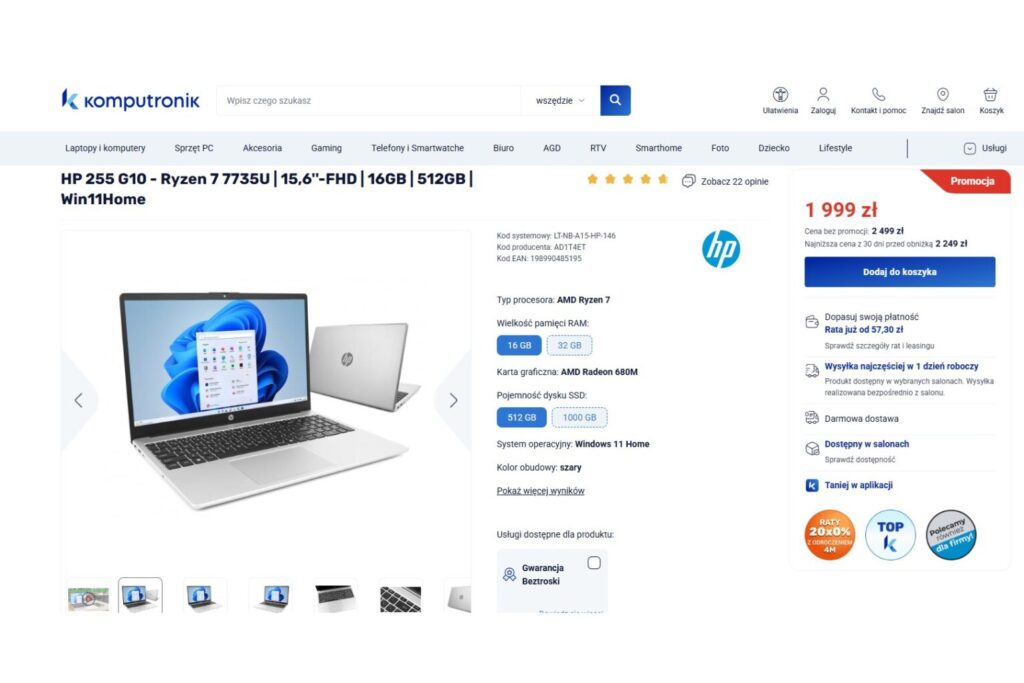 Laptop HP 255 G10 w promocji