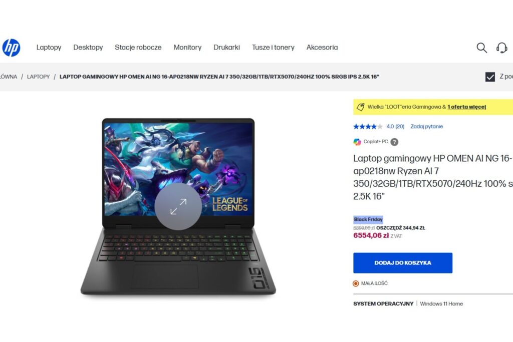 Laptop gamingowy HP OMEN