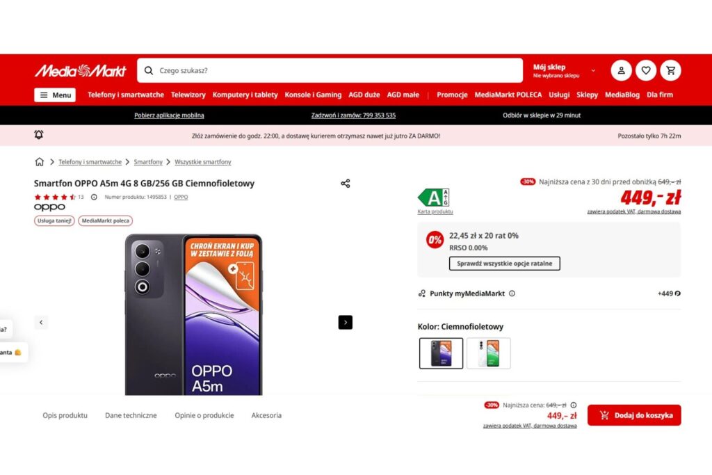 Smartfon OPPO A5m