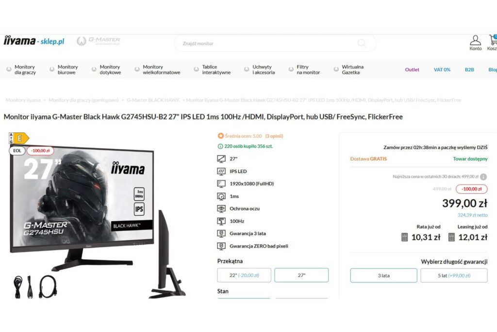 Monitor iiyama G-Master Black Hawk