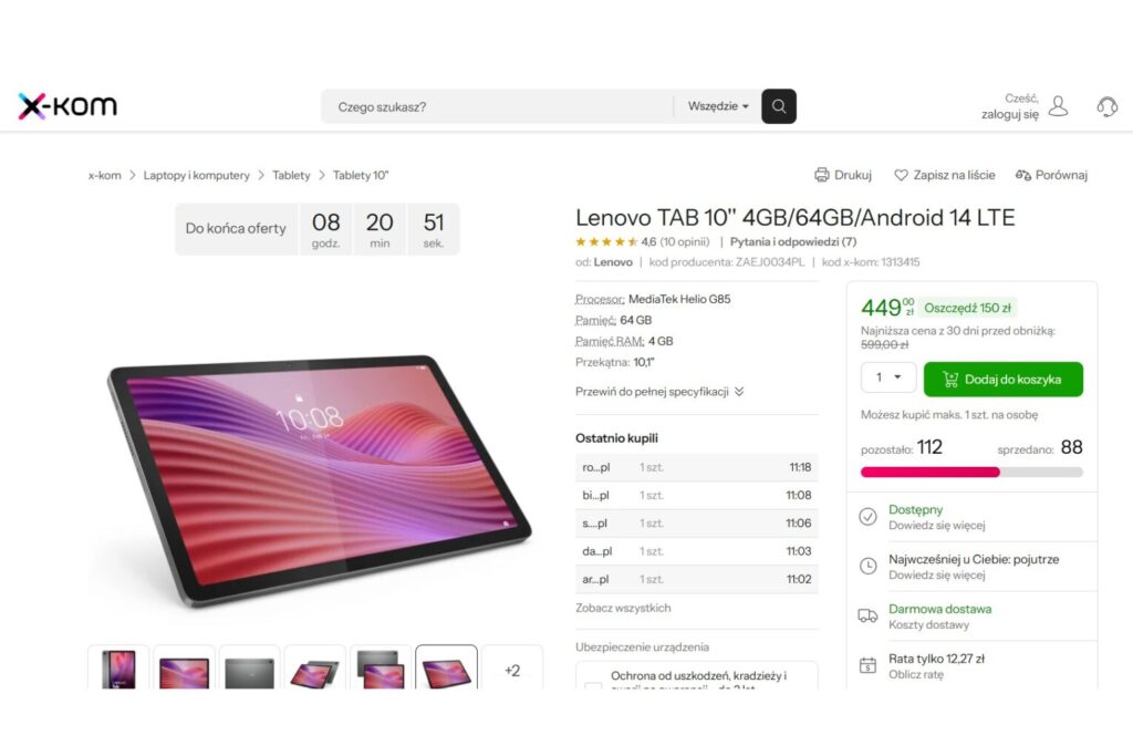 Tablet Lenovo z LTE