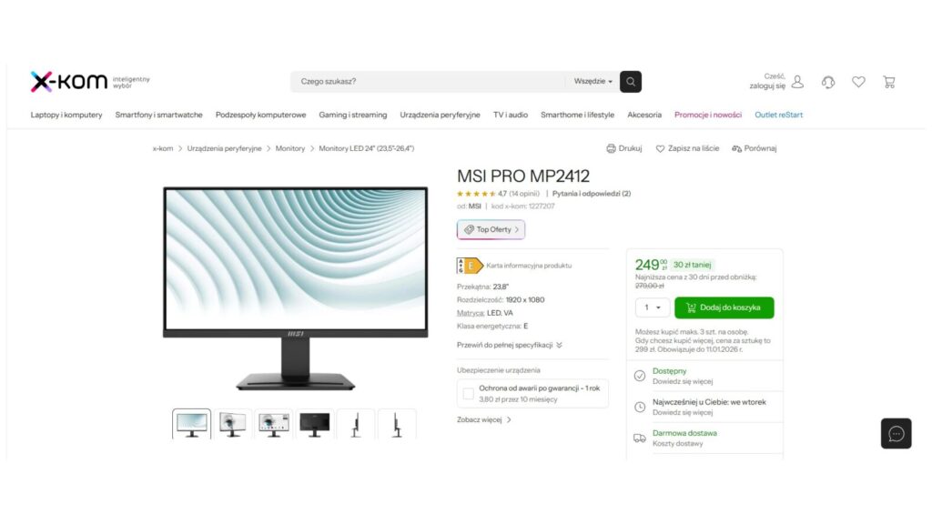 Monitor MSI PRO MP2412