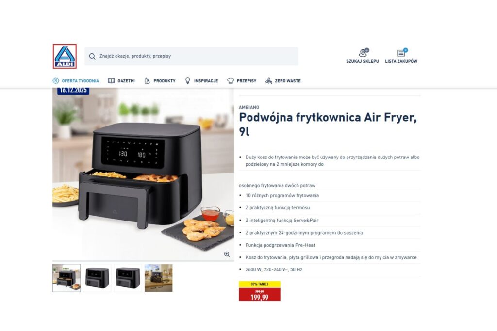 Podwójna frytkownica Air Fryer z Aldi