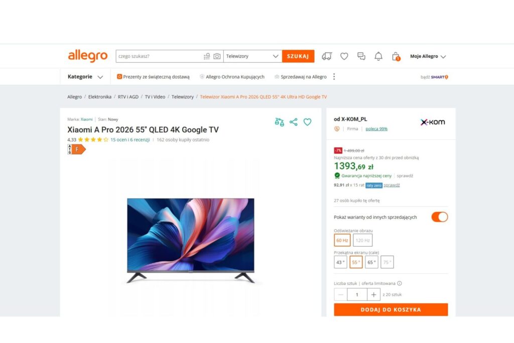 Telewizor Xiaomi A Pro 2026 55''