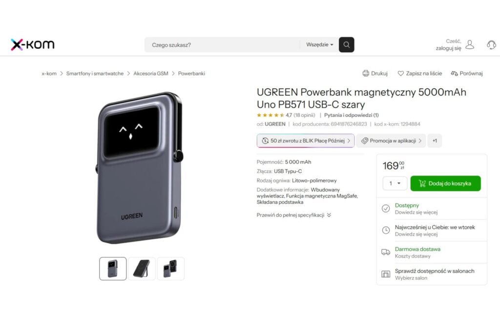 UGREEN Powerbank magnetyczny
