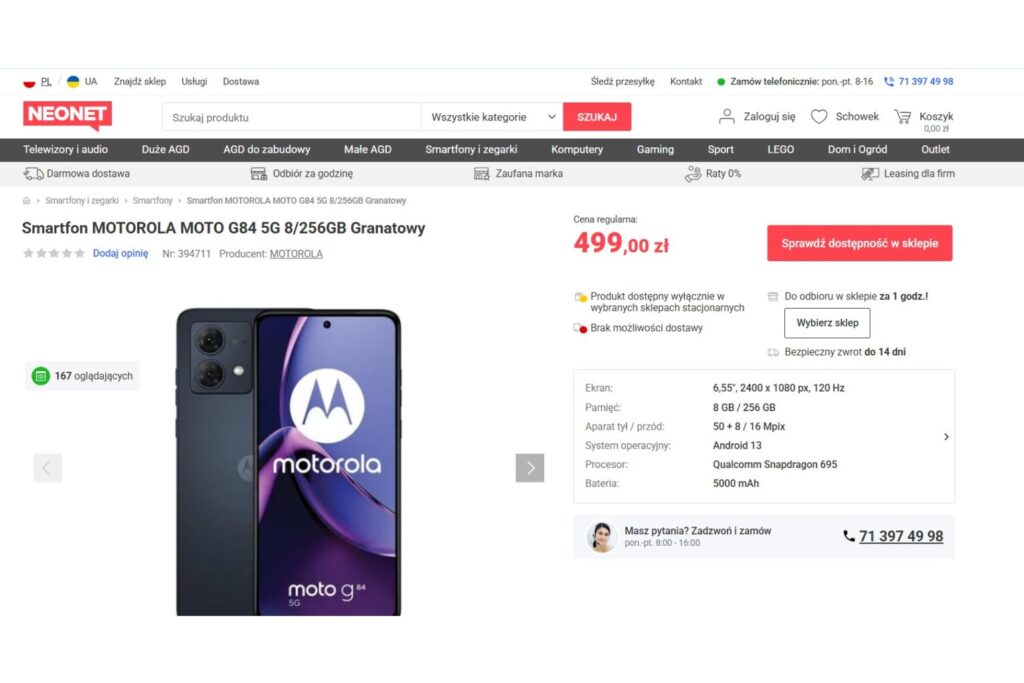 Smartfon MOTOROLA MOTO G84 5G