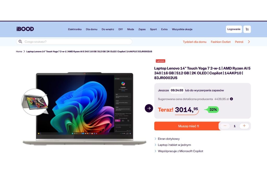 Laptop Lenovo 14" Touch Yoga 7 2-w-1