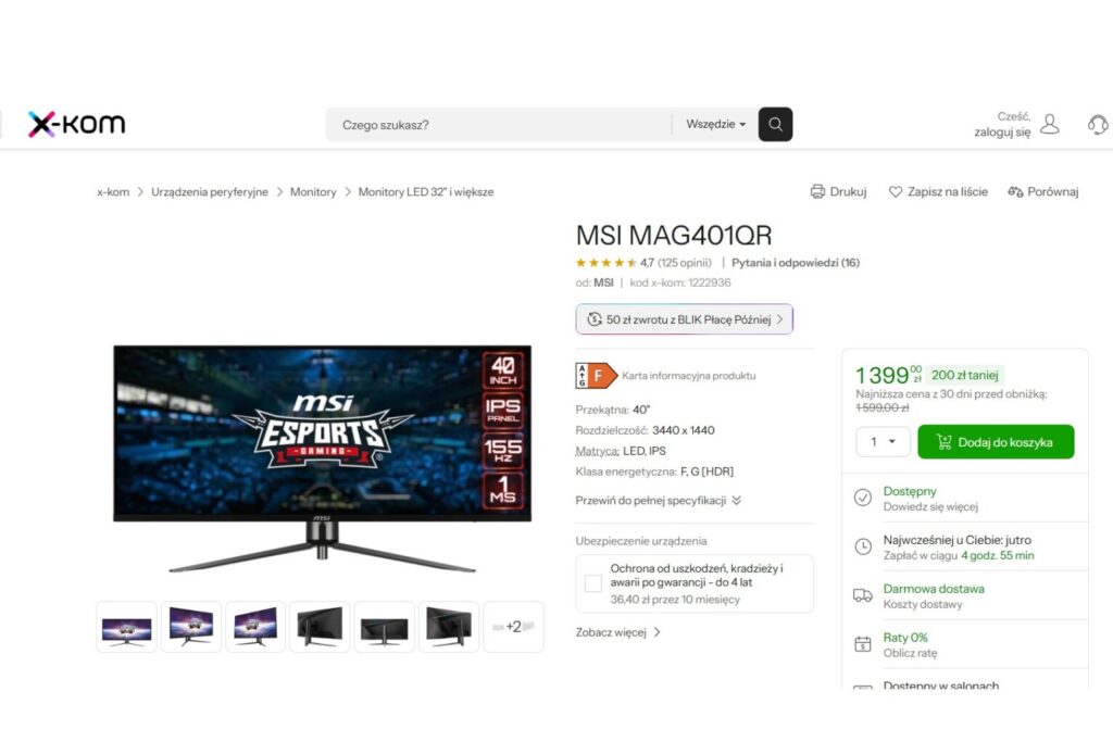 Monitor MSI MAG401QR
