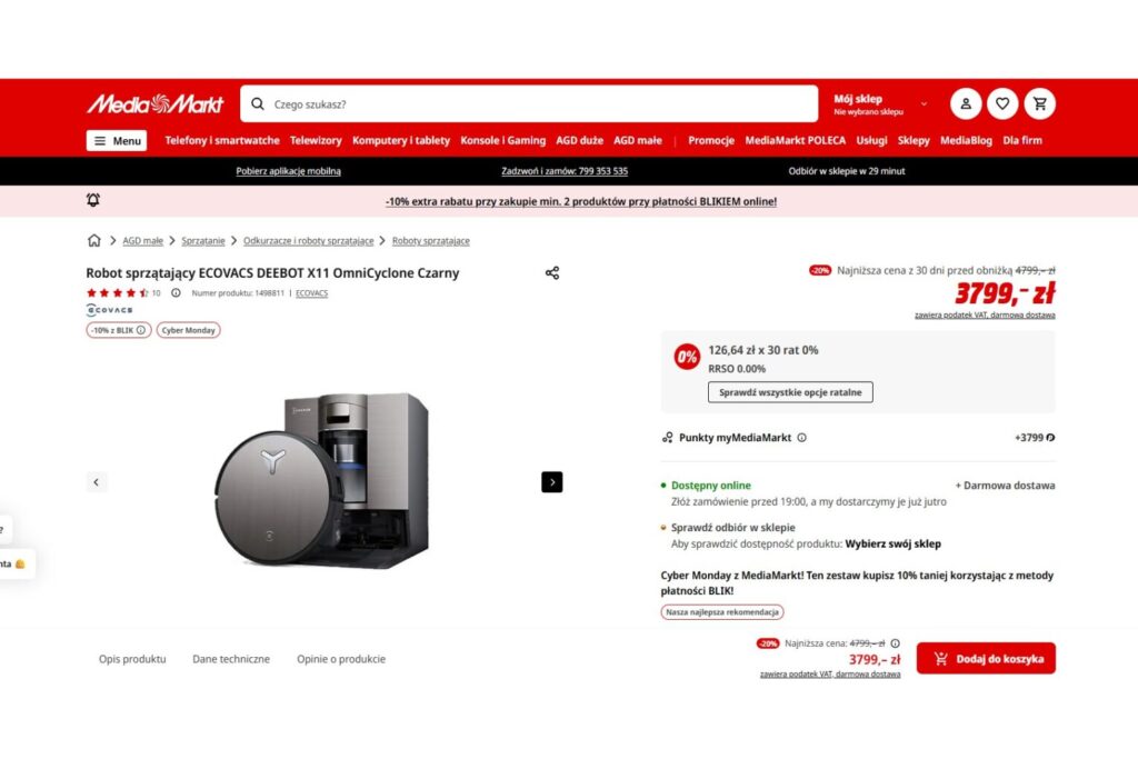 Robot sprzątający ECOVACS z Media Markt