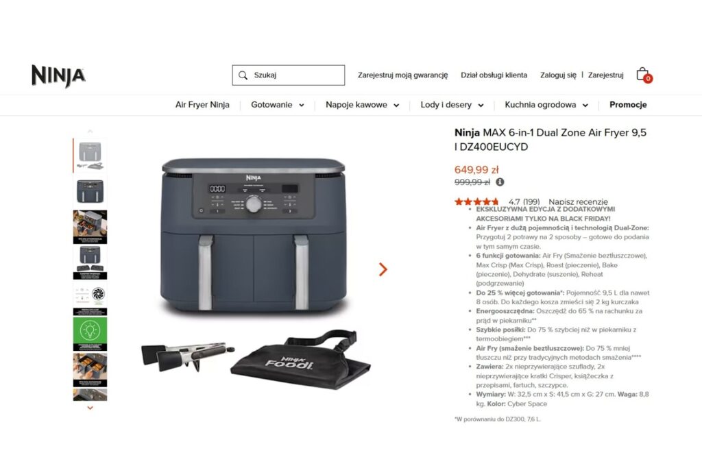 Air Fryer Frytkownica Beztłuszczowa Ninja