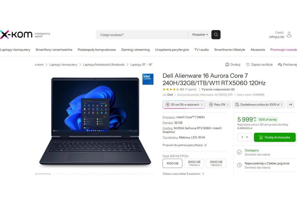 Laptop Dell Alienware 16 Aurora