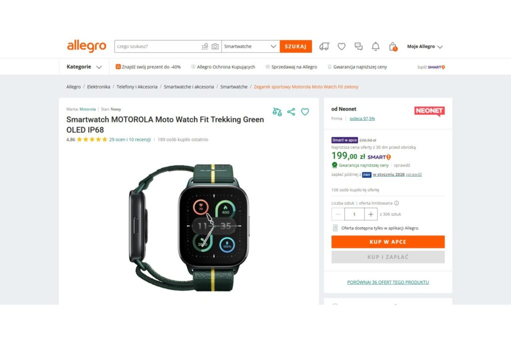 Smartwatch MOTOROLA Moto Watch Fit