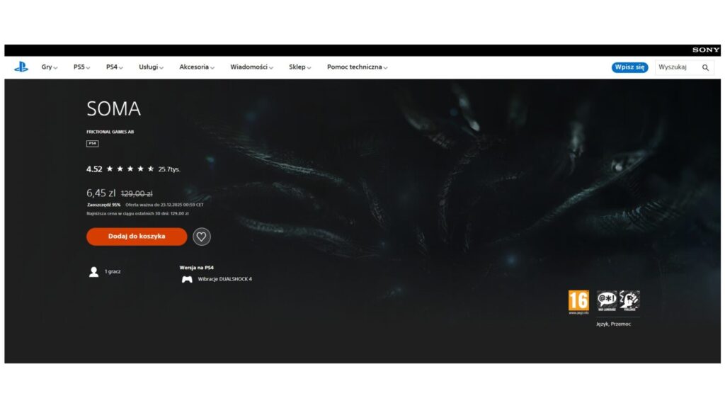 Gra Soma - promocja w Playstation Store