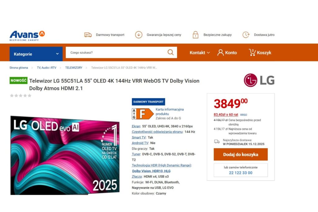 Telewizor OLED LG 55C51LA