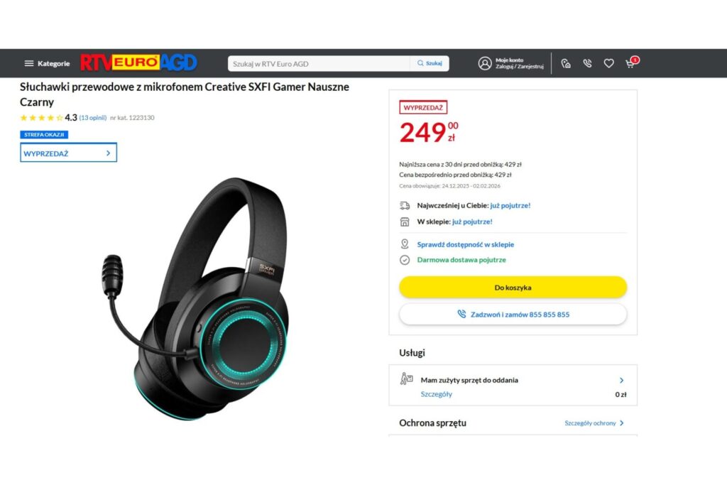 Słuchawki przewodowe z mikrofonem Creative SXFI Gamer