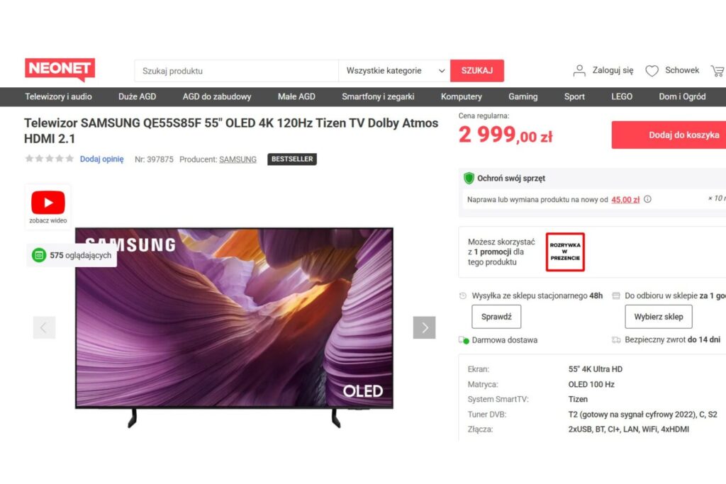 Telewizor SAMSUNG QE55S85F