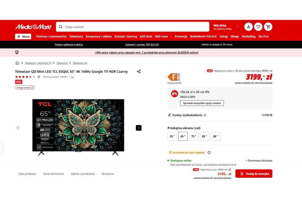 Telewizor QD-Mini LED w promocji Media Markt