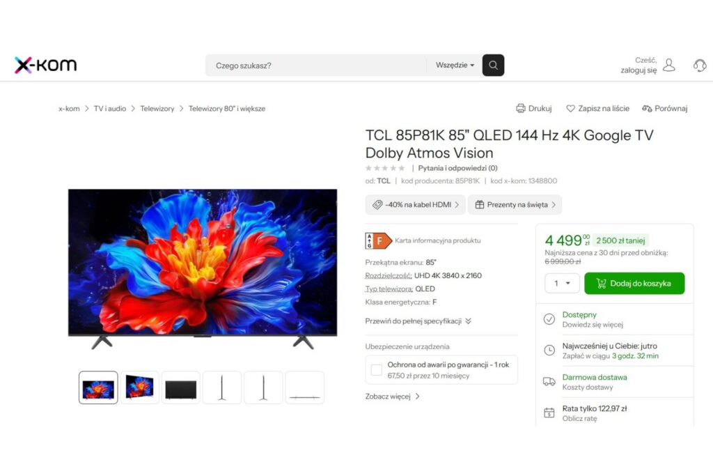 Telewizor TCL 85P81K