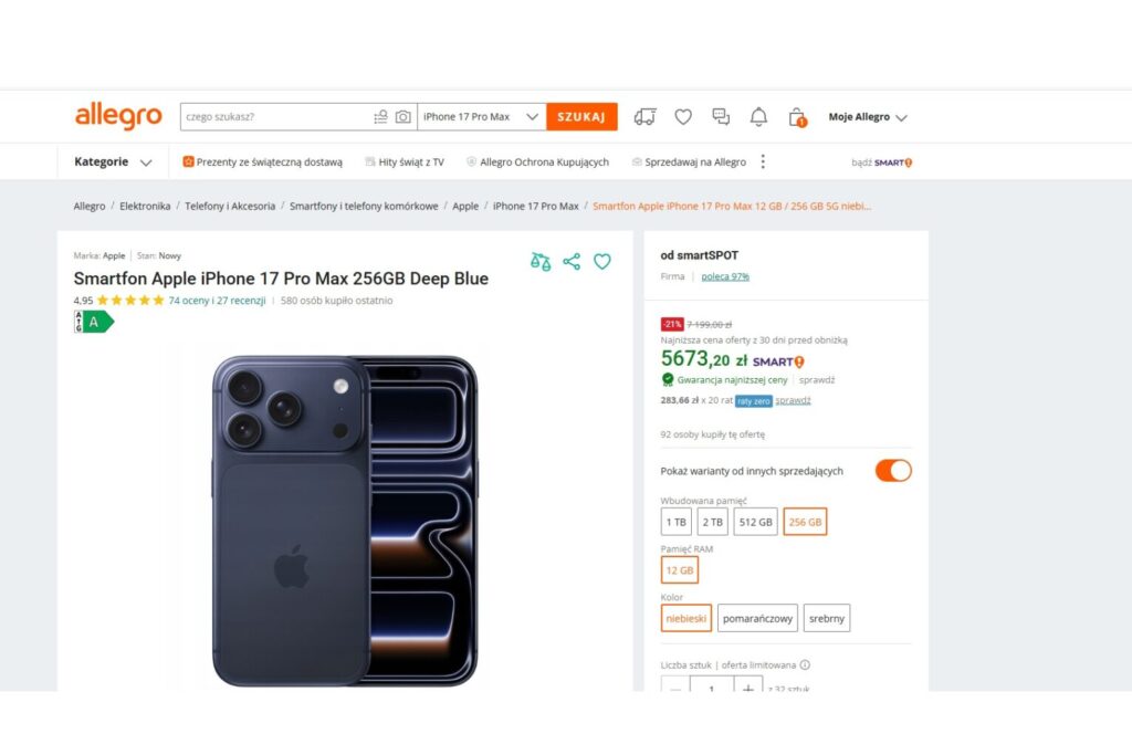 Smartfon Apple iPhone 17 Pro Max
