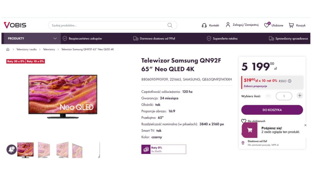 Telewizor Samsung QN92F 65” Neo QLED