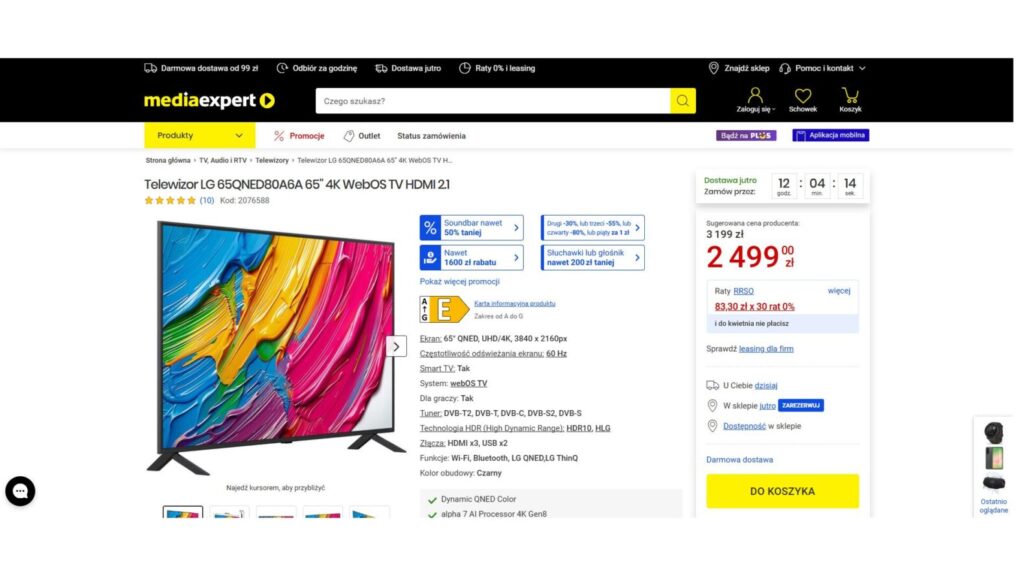 LG 65QNED80A6A telewizor
