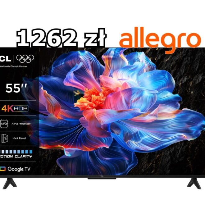 W sklepach 1599, a na Allegro 1262 zł. 55″ telewizor TCL QLED z okazyjnej cenie