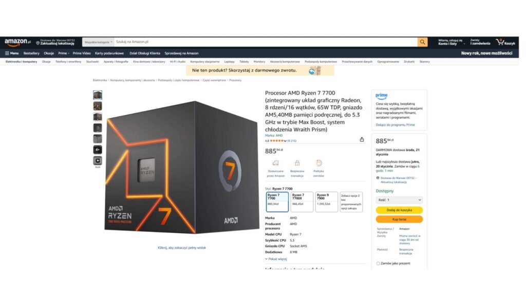 Procesor AMD Ryzen 7 7700