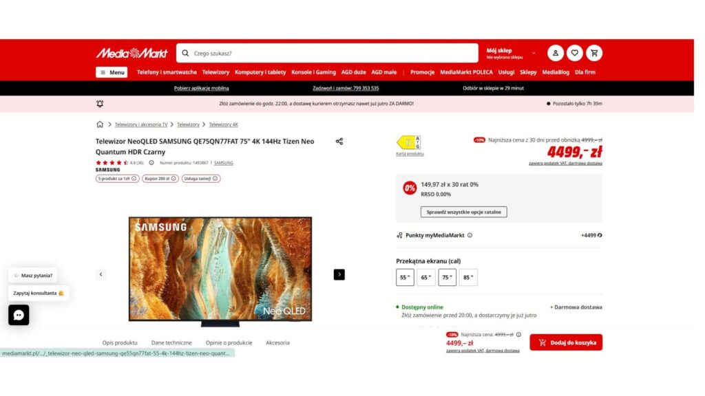Telewizor NeoQLED SAMSUNG 75 cali