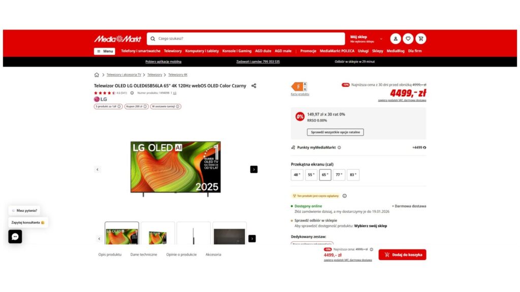 Telewizor OLED LG OLED65B56LA