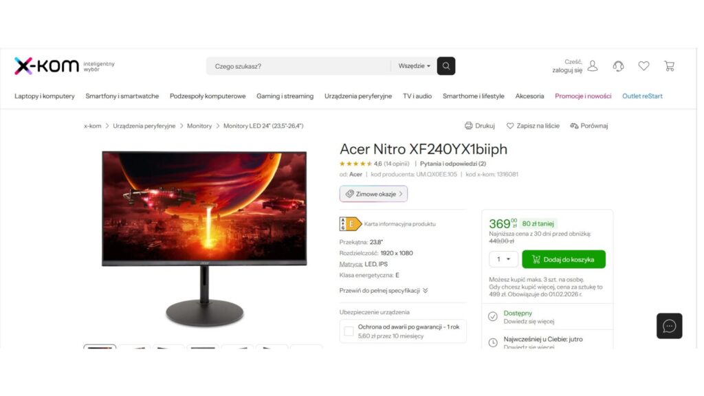 Monitor gamingowy Acer Nitro