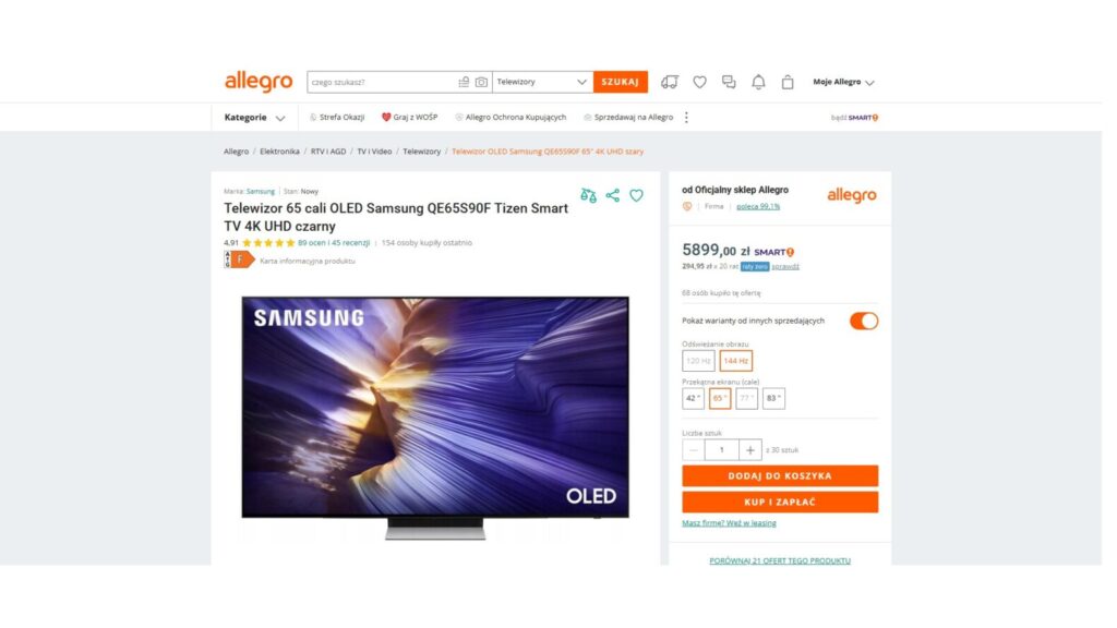 Telewizor 65 cali OLED Samsung QE65S90F