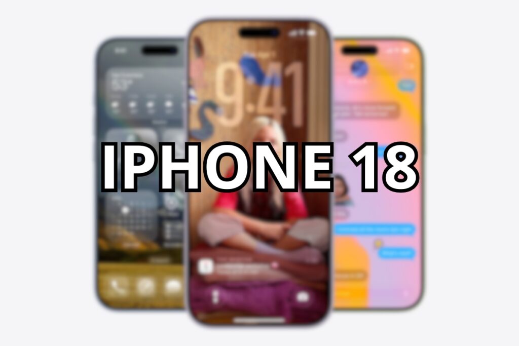 Napis iphone 18 i z tyłu 3 telefony od apple