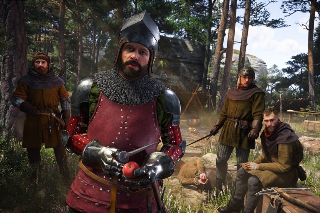 Screen z gry Kingdom Come Deliverance 2. Widać paczkę bandytów