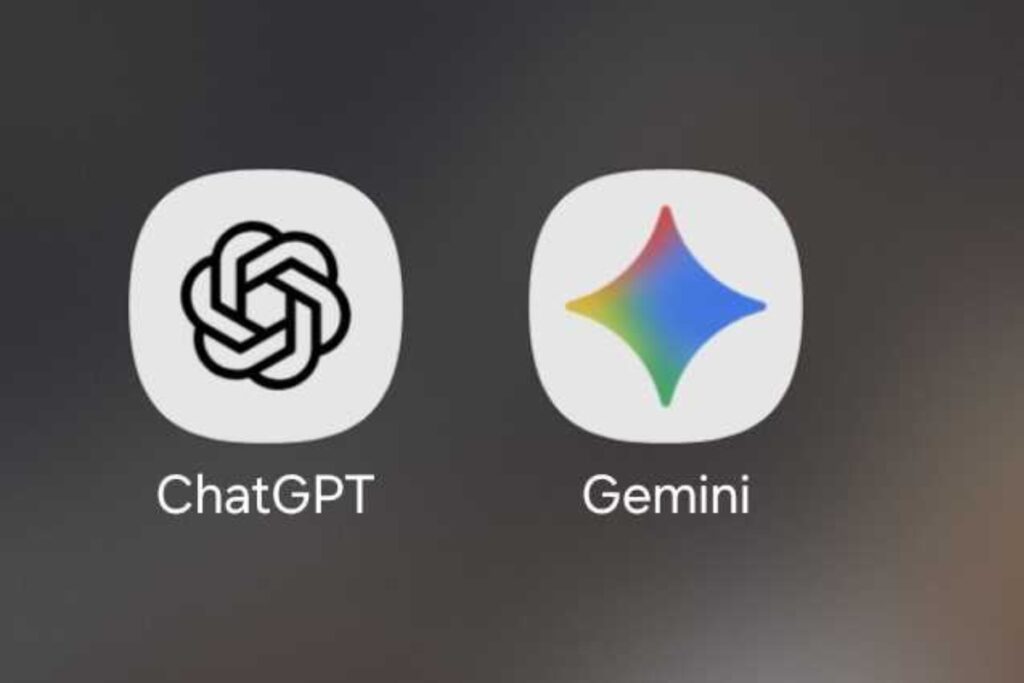 Widoczne loga aplikacji na telefonie - ChatGPT i Gemini