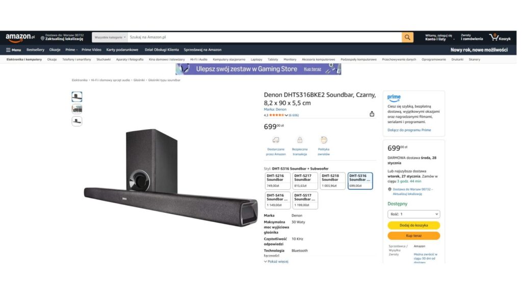 Denon DHTS316BKE2 Soundbar